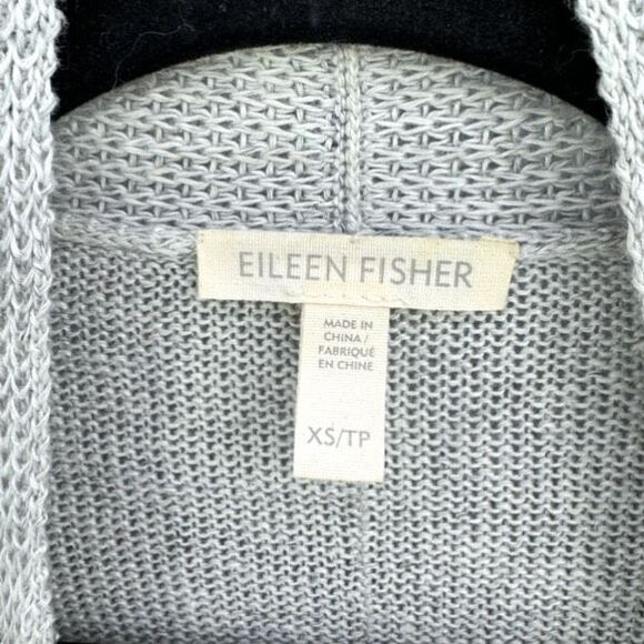Eileen Fisher Women's Gray Open Front 100% Linen Dainty Hem Cardigan XS - Picture 4 of 7